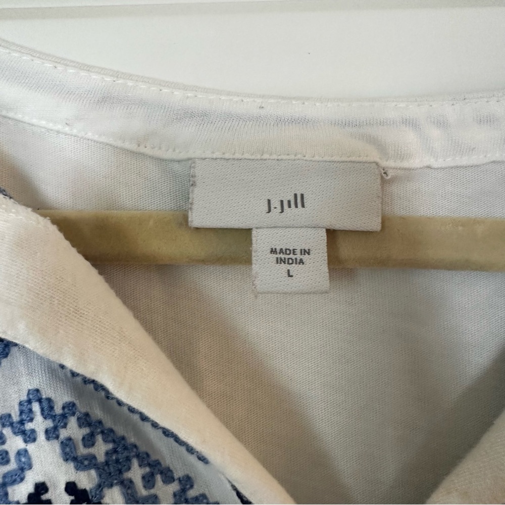 J. Jill White Embroidered Peasant Top Boho Tunic Tassel Detail Size L - Picture 5 of 12